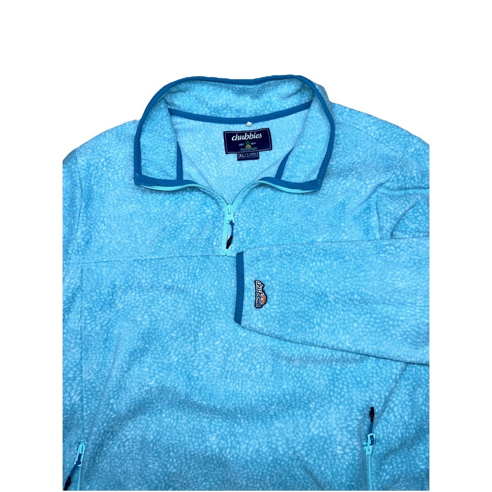 Chubbies‎ Mens Blue The Tundra Quarter Zip Fleece Pullover Sweater, Mens XL